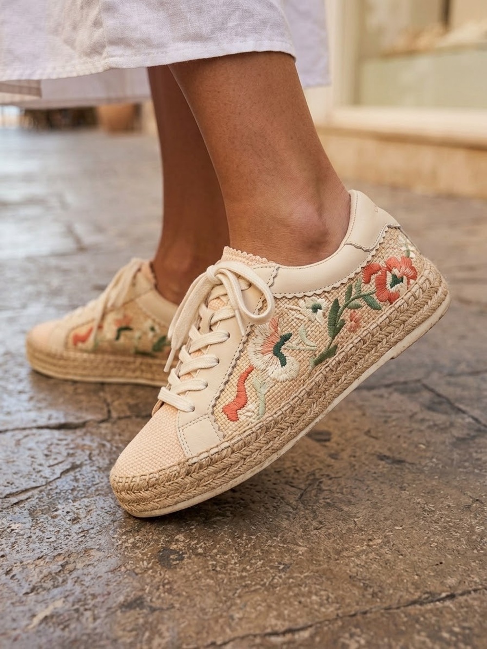 Dolce Vita Azalia Floral Embroidered Espadrille Sneakers Size 7.5